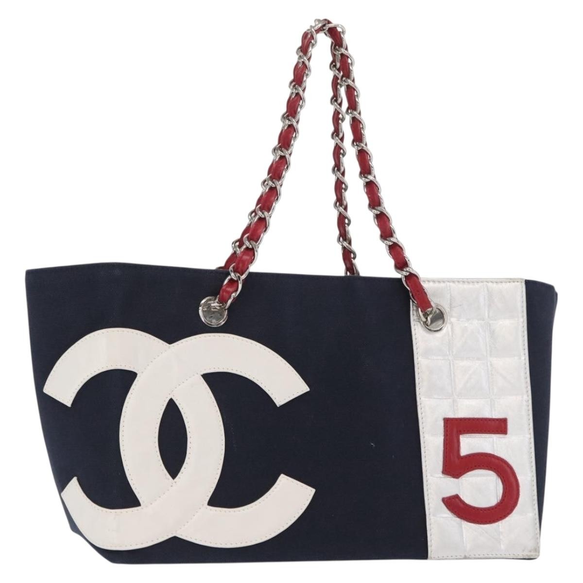 Chanel No.5 Tote Canvas and Leather, NAVY, CANVAS, Tote bag