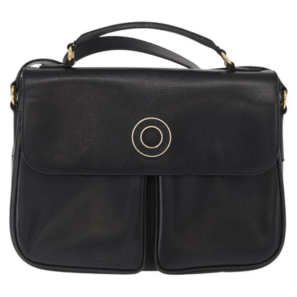 Celine Circle Logo Shoulder Bag Leather, BLACK, LEATHER, Shoulder bag