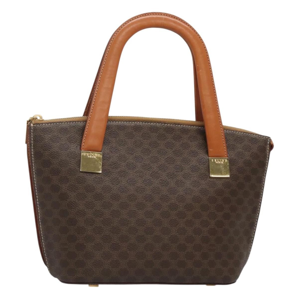 Celine Macadam Handbag Macadam with leather, BROWN, CANVAS, Handbag