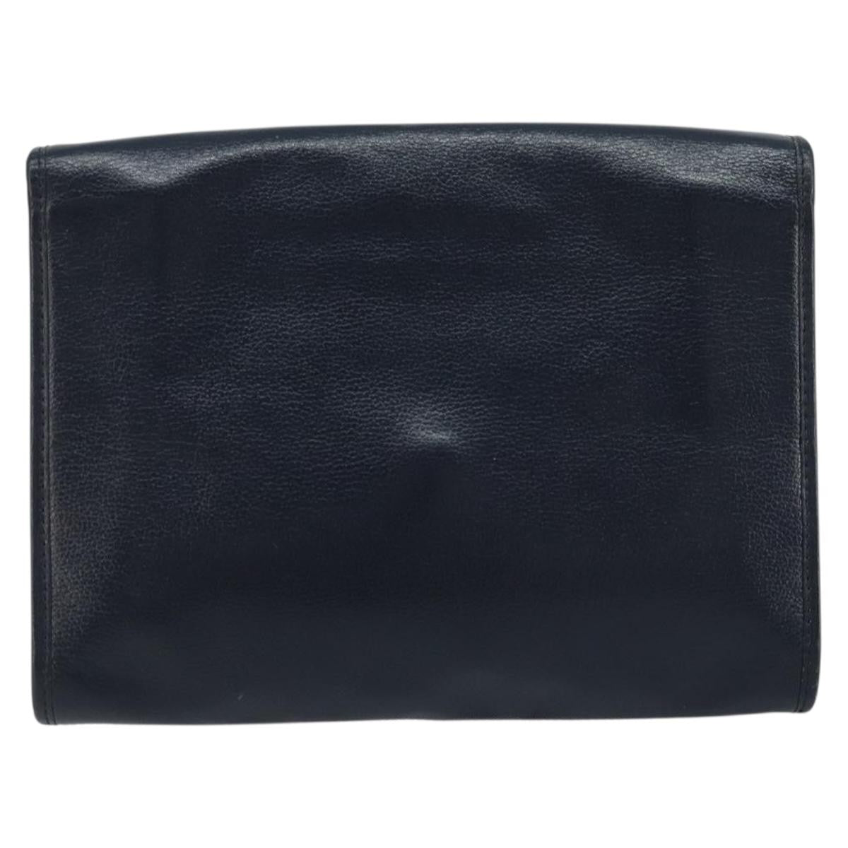 Christian Dior Vintage Chain Envelope Flap Bag Honeycomb Coated Canvas, NAVY, LEATHER, Shoulder bag