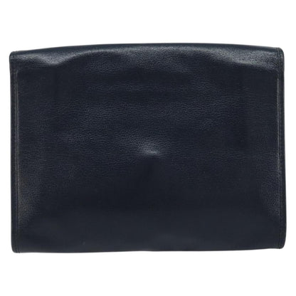 Christian Dior Vintage Chain Envelope Flap Bag Honeycomb Coated Canvas, NAVY, LEATHER, Shoulder bag