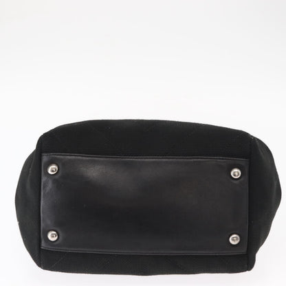Chanel Vintage CC Charm Tote Chevron Canvas, BLACK, CANVAS, Tote bag