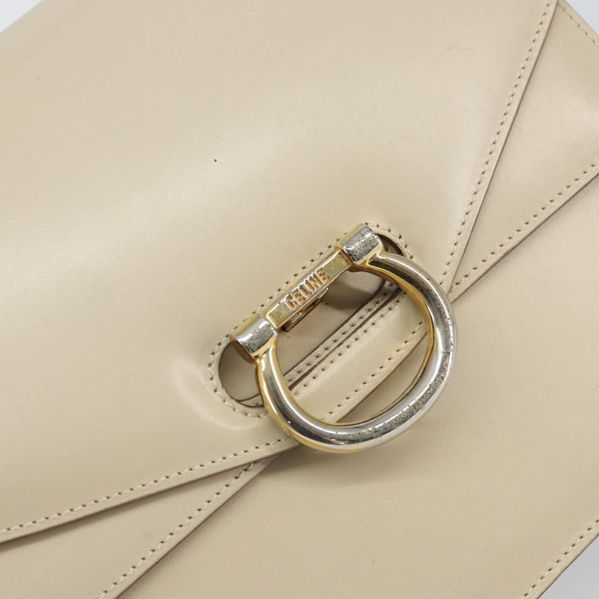 Celine Vintage Top Handle Bag Glazed Leather, ECRU, LEATHER, Handbag