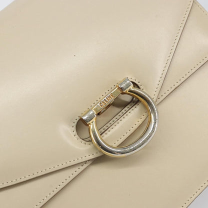 Celine Vintage Top Handle Bag Glazed Leather, ECRU, LEATHER, Handbag