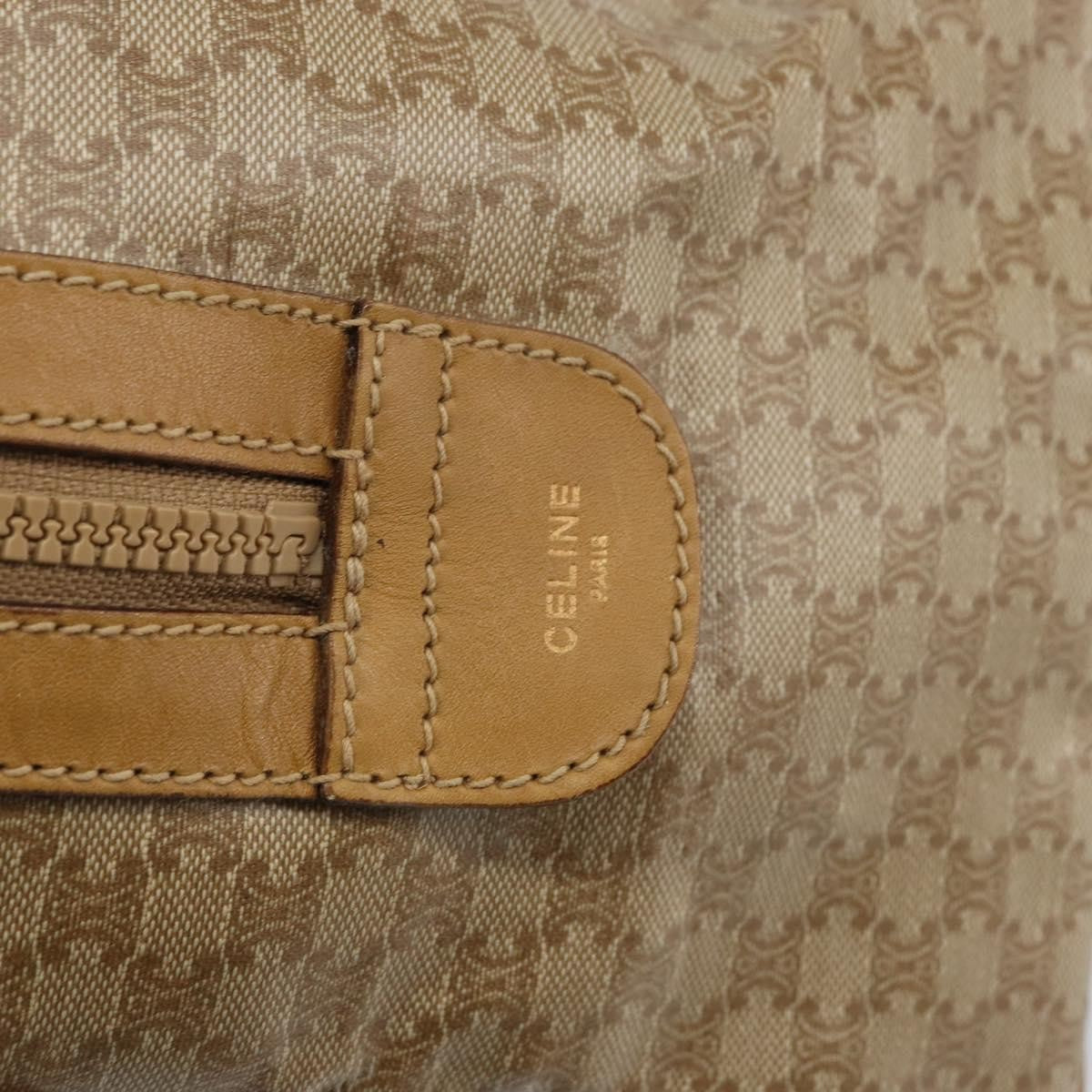 Celine Vintage Macadam Handbag Canvas and Leather, BEIGE, CANVAS, Handbag