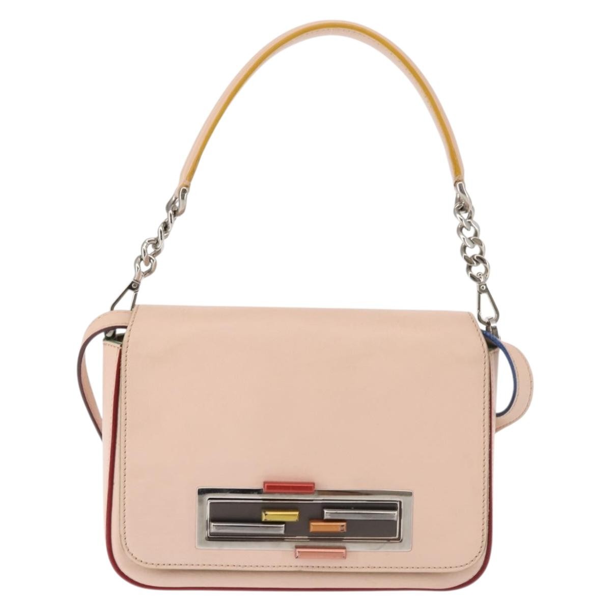 Fendi 3Baguette Convertible Crossbody Calfskin, PINK, LEATHER, Crossbody bag