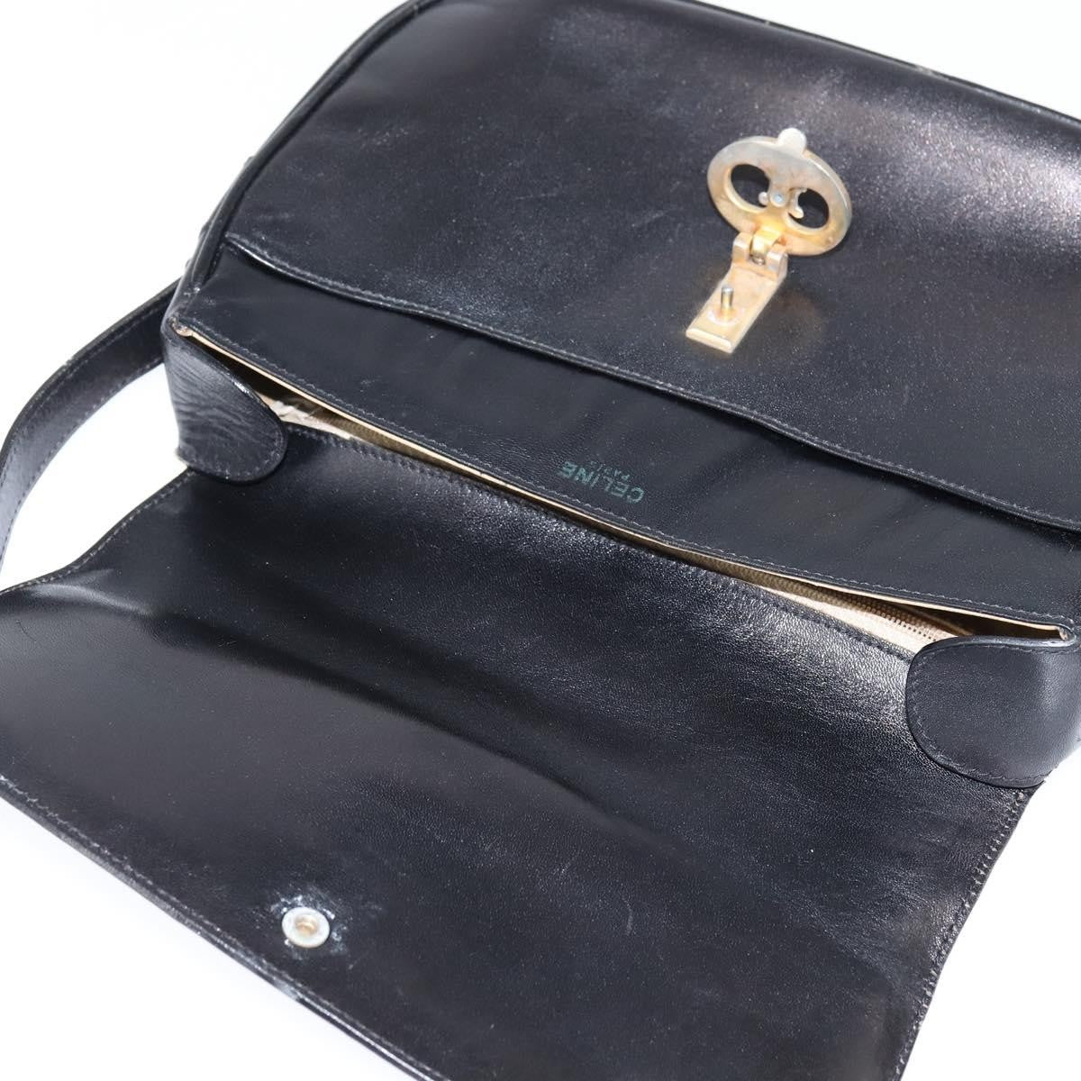 Celine Shoulder Bag Leather, BLACK, LEATHER, Shoulder bag