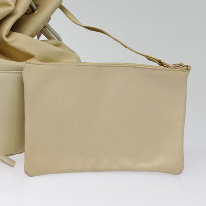 Chanel Vintage CC Drawstring Bucket Bag Lambskin, BEIGE, LEATHER, Shoulder bag