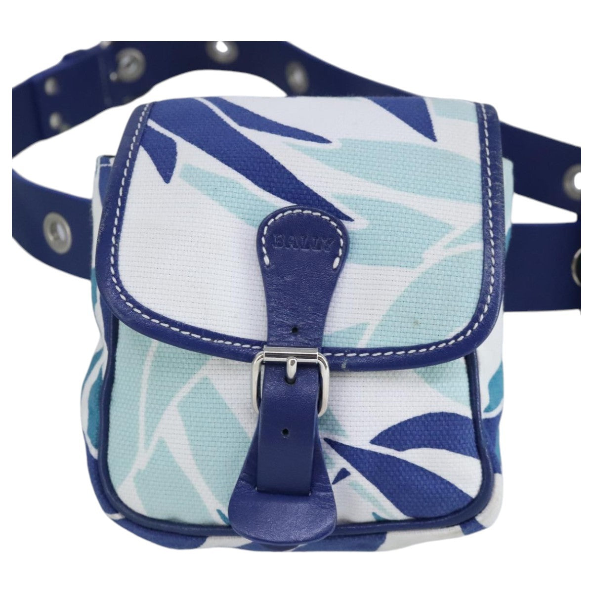 Bally Vintage Waist bag Leather and canvas, BLUE, CANVAS, Clutche & pouche
