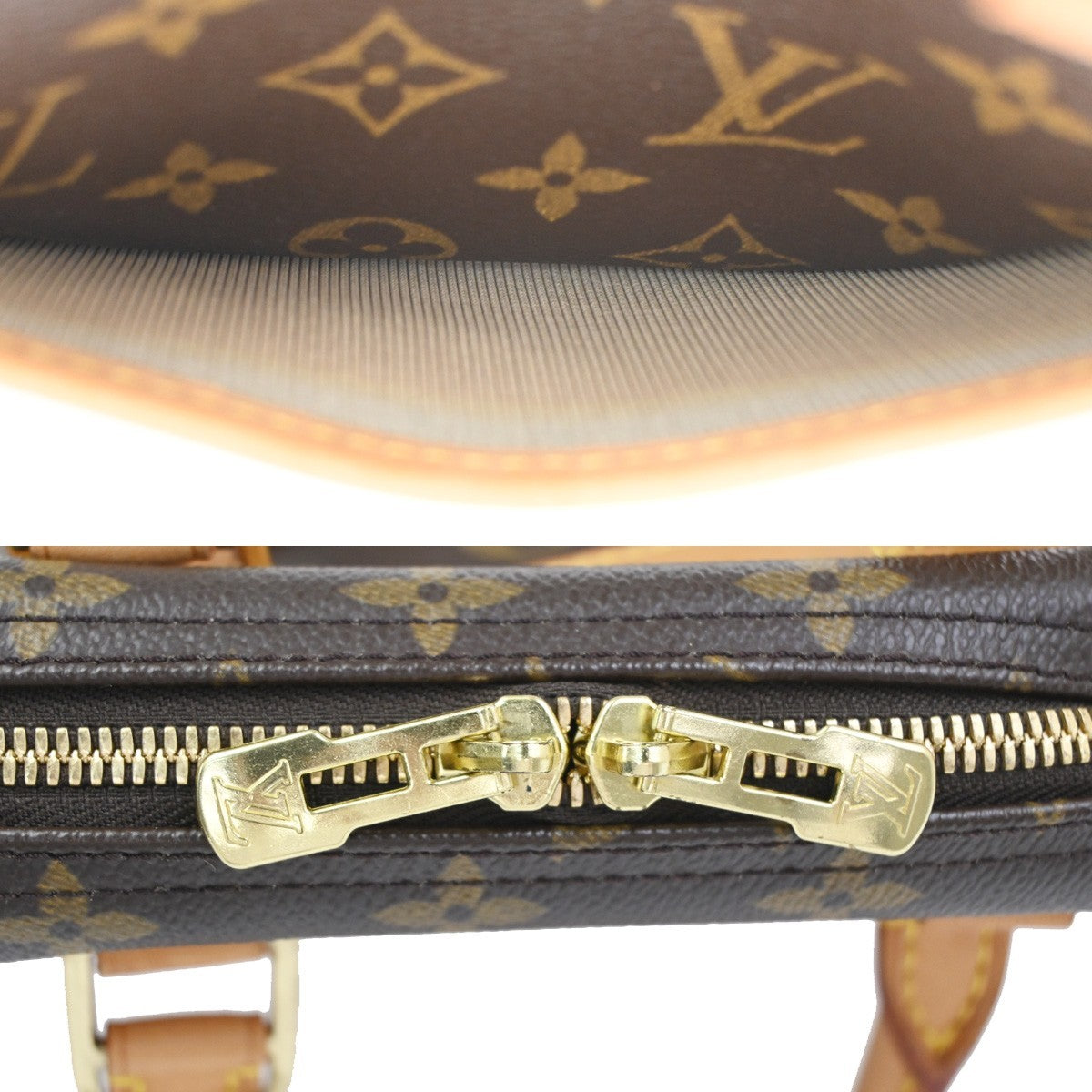 Louis Vuitton Trouville Handbag Monogram Canvas, Brown, Leather, Handbag