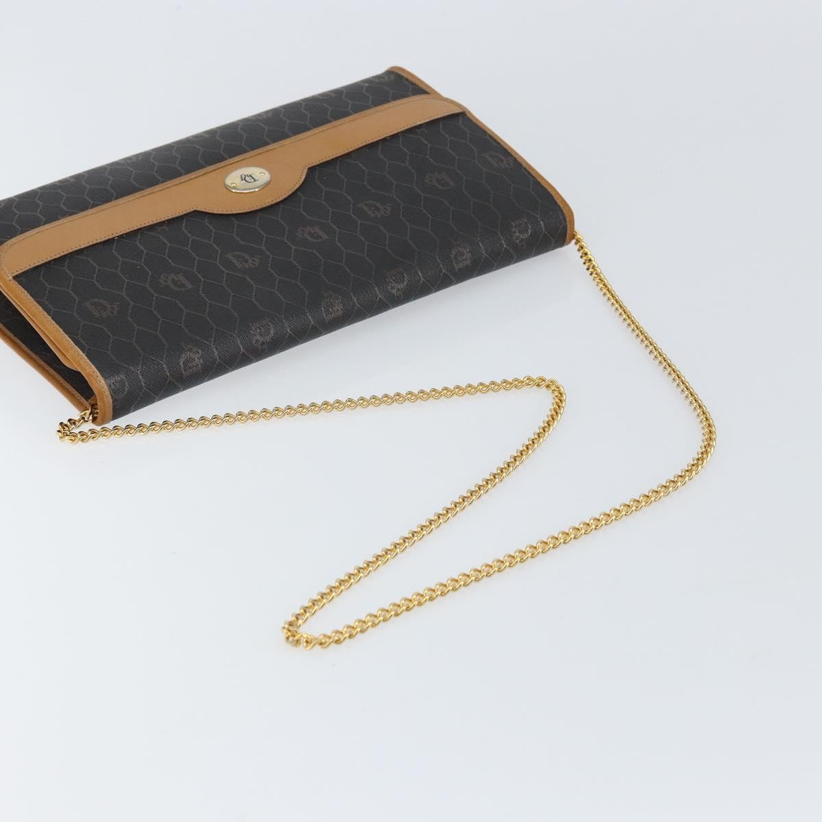 Christian Dior Vintage Honeycomb chain Canvas, BLACK, CANVAS, Shoulder bag