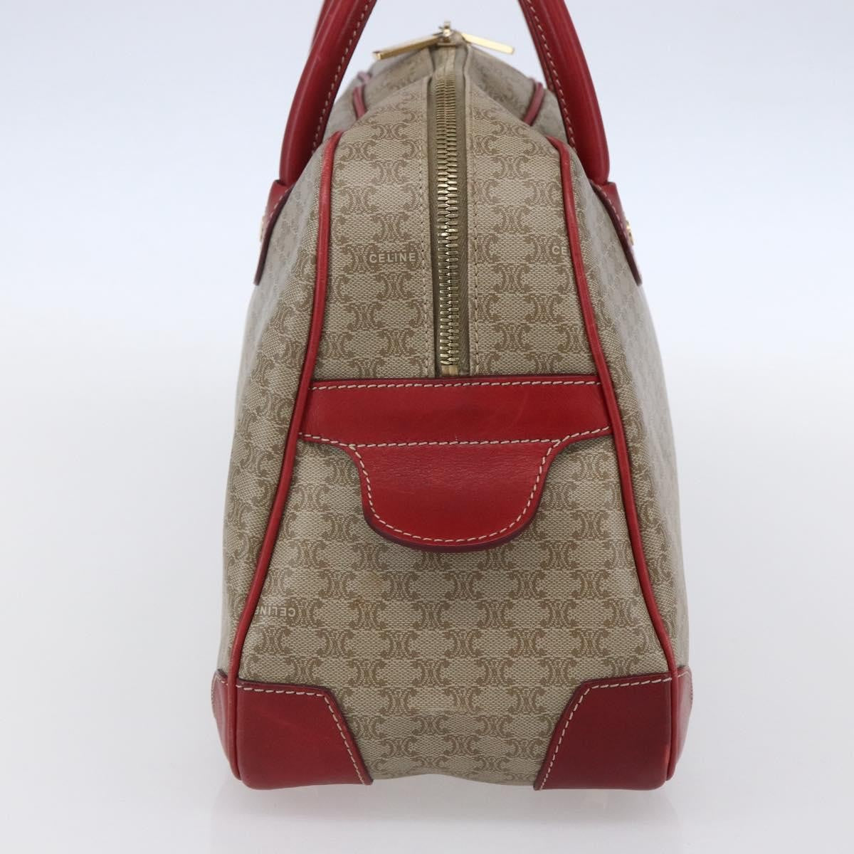 Celine Vintage Macadam Handbag Canvas and Leather, BEIGE, PVC, Handbag
