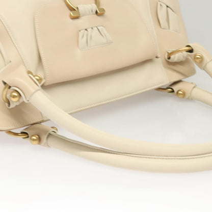 Salvatore Ferragamo Gancini Shoulder Bag Leather, BEIGE, LEATHER, Shoulder bag