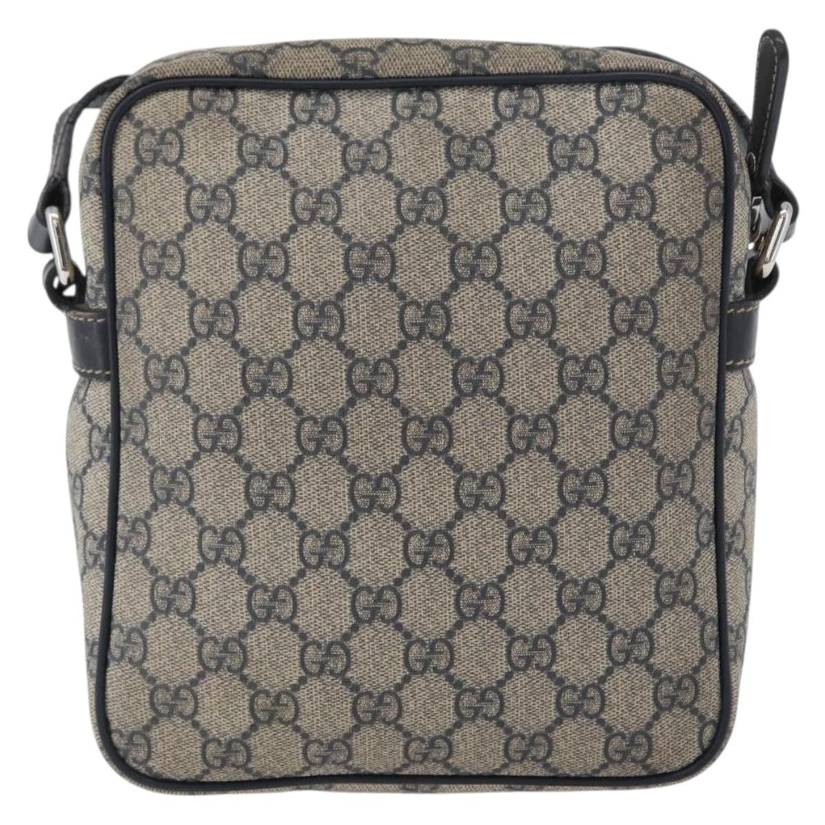 Gucci Front Zip Messenger GG Coated Canvas, NAVY, CANVAS, Shoulder bag