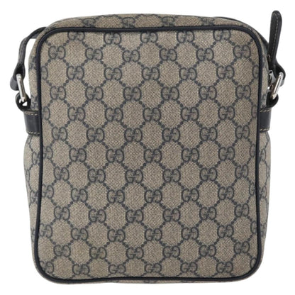 Gucci Front Zip Messenger GG Coated Canvas, NAVY, CANVAS, Shoulder bag
