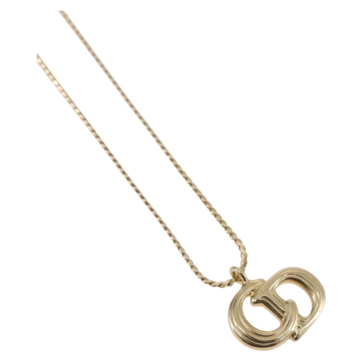 Christian Dior CD Pendant Necklace Metal, Gold, Metal, Necklace