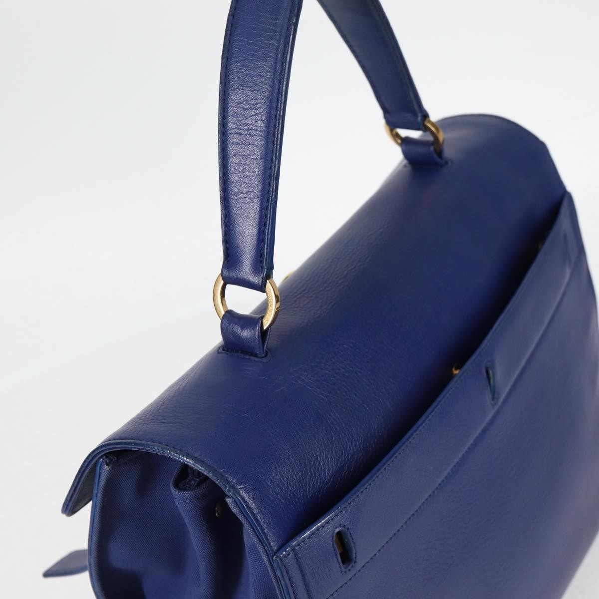 Saint Laurent Muse Two Bag Leather with Canvas, Blue, Leather, Shoulder Bag
