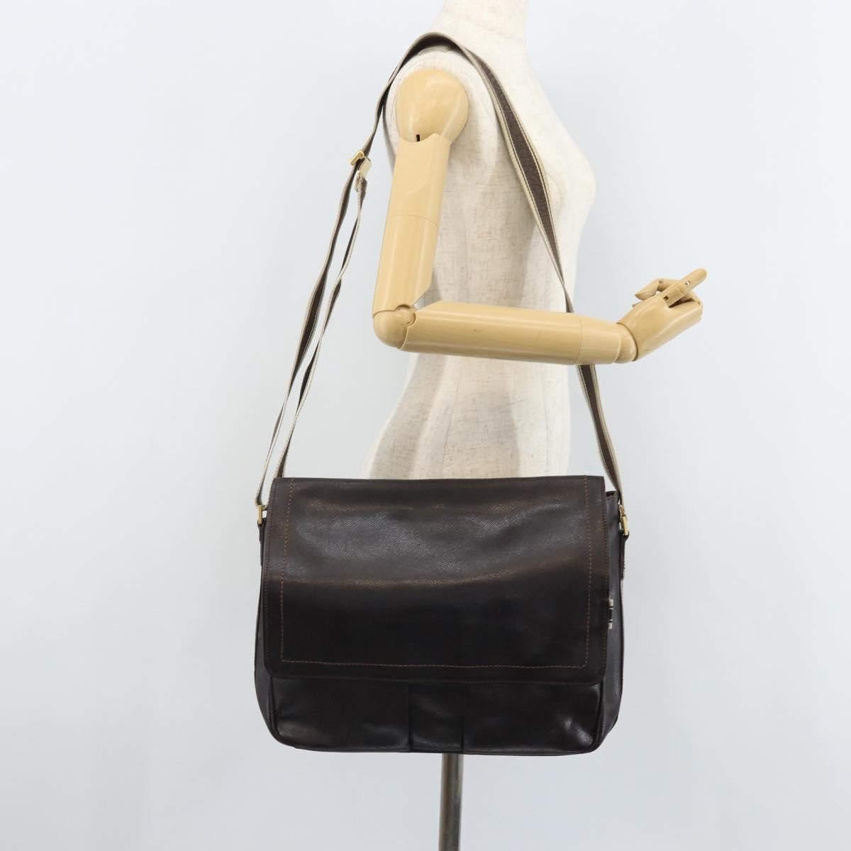 Salvatore Ferragamo Vintage Shoulder Bag Leather, BROWN, LEATHER, Shoulder bag