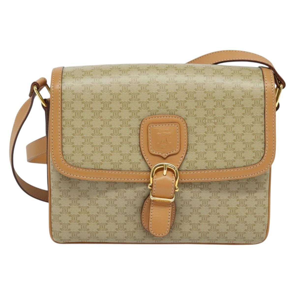 Celine Macadam Shoulder Bag PVC Leather, BEIGE, CANVAS, Shoulder bag