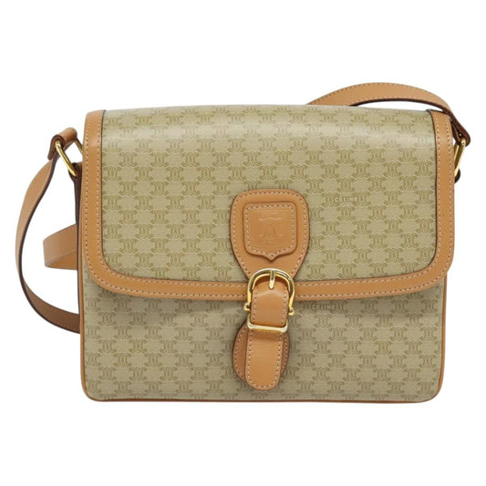 Celine Macadam Shoulder Bag PVC Leather, BEIGE, CANVAS, Shoulder bag