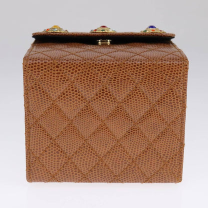 Fendi Vanity Clutch Leather, BROWN, LEATHER, Handbag