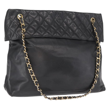 Chanel Chain Tote Leather, Black, Leather, Handbag