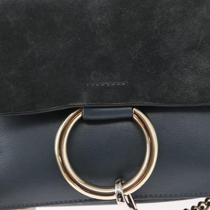 Chloe Faye Shoulder Bag Leather and Suede, GREEN, SUEDE, Shoulder bag