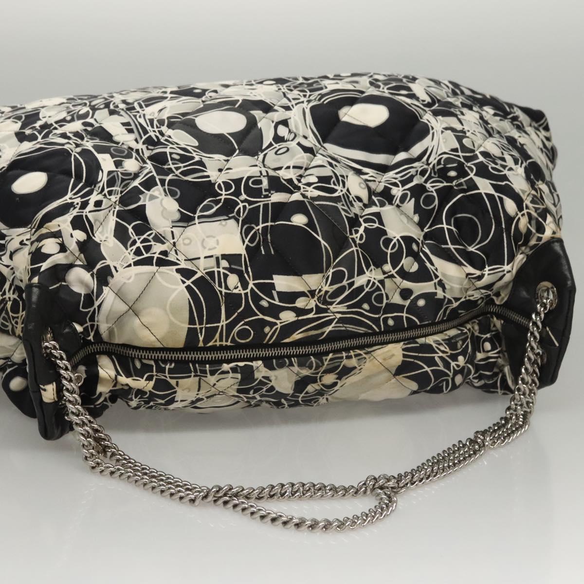 Chanel Kaleidoscope Chain Tote Quilted Printed Satin, BLACK, SILK, Shoulder bag