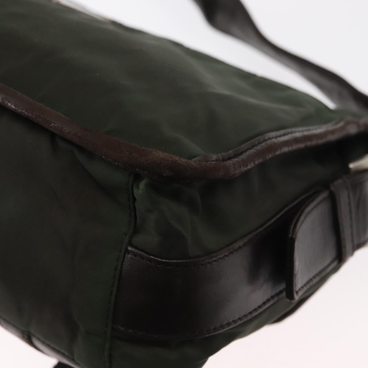 Prada Double Buckle Flap Messenger Bag Tessuto, Khaki, Nylon, Shoulder Bag