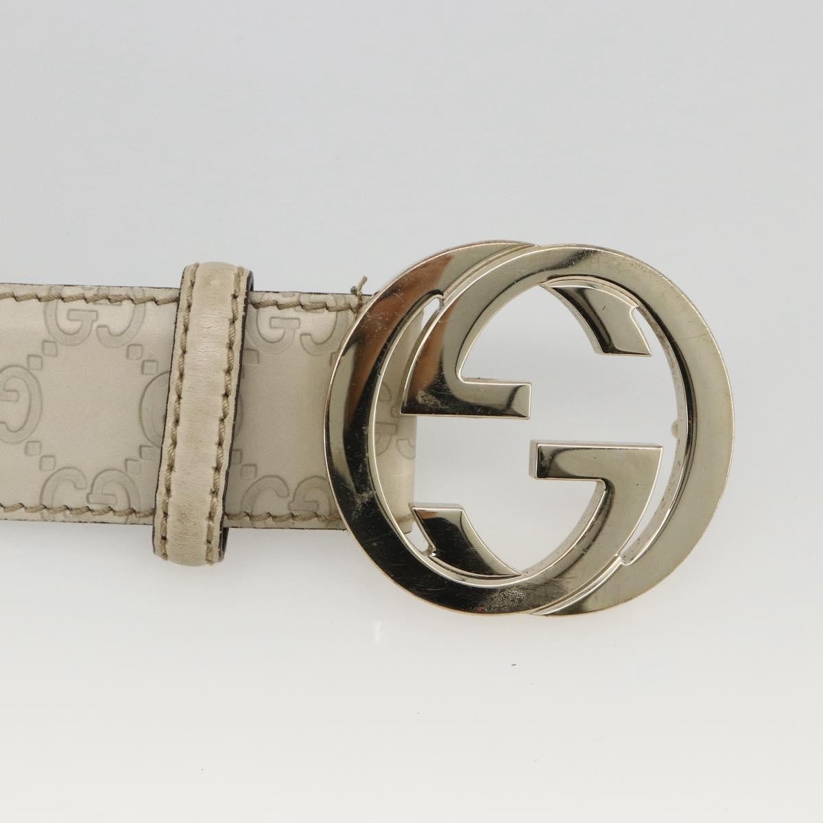 Gucci Vintage Interlocking G Reversible Belt Leather, White, Leather, Belt