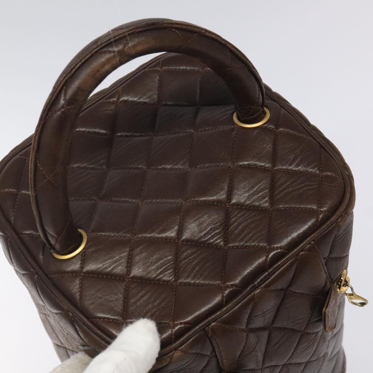 Chanel Vanity pouch Leather, BROWN, LEATHER, Toiletry Case