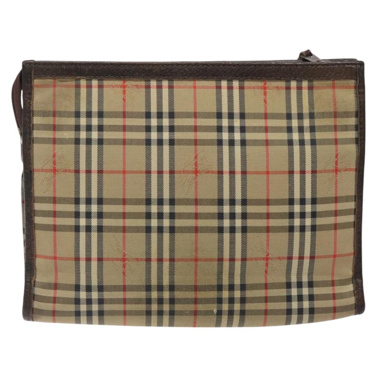 Burberry Nova check Pochette Canvas, BEIGE, CANVAS, Clutche & pouche