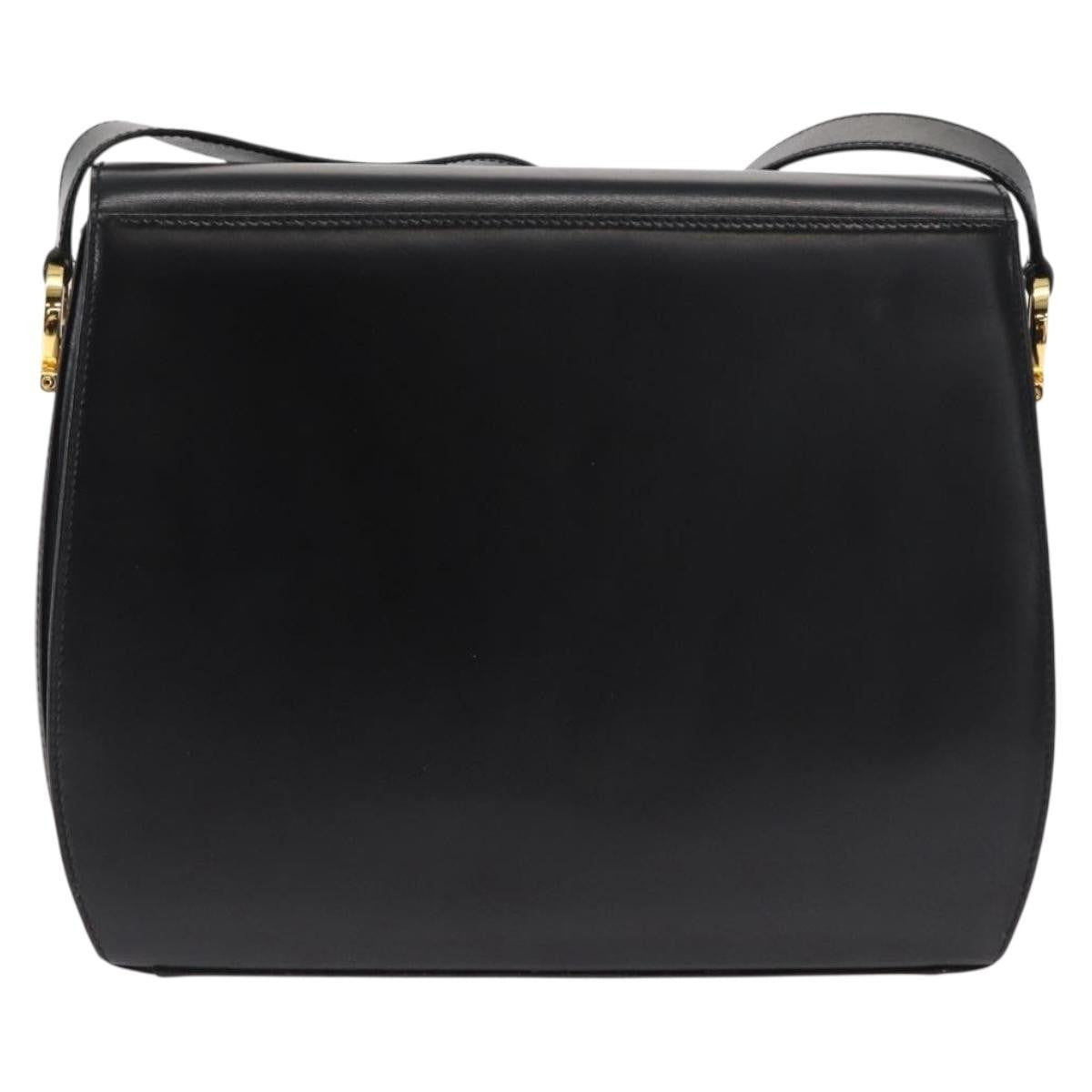 Salvatore Ferragamo Gancini Shoulder Bag Leather, BLACK, LEATHER, Shoulder bag