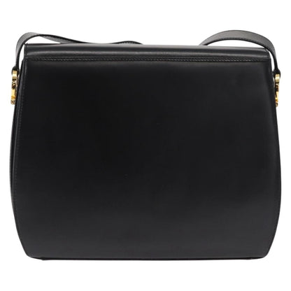 Salvatore Ferragamo Gancini Shoulder Bag Leather, BLACK, LEATHER, Shoulder bag