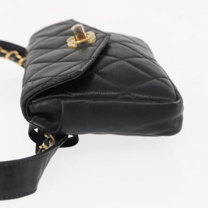 Chanel Vintage CC Flap Waist Bag Quilted Lambskin, BLACK, LEATHER, Shoulder bag