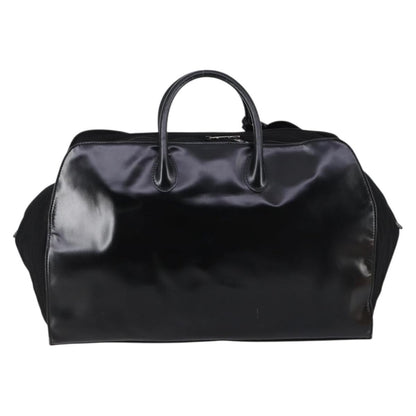 Gucci Travel Boston Bag Leather with Nylon, BLACK, LEATHER, Travel bag