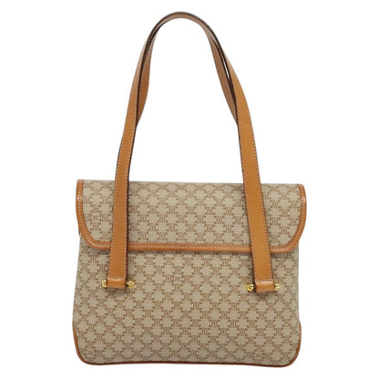Celine Vintage Macadam Handbag Canvas and Leather, Beige, Canvas, Handbag