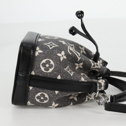 Louis Vuitton Noe NM Handbag Monogram Jacquard Denim, BLACK, CANVAS, Shoulder bag