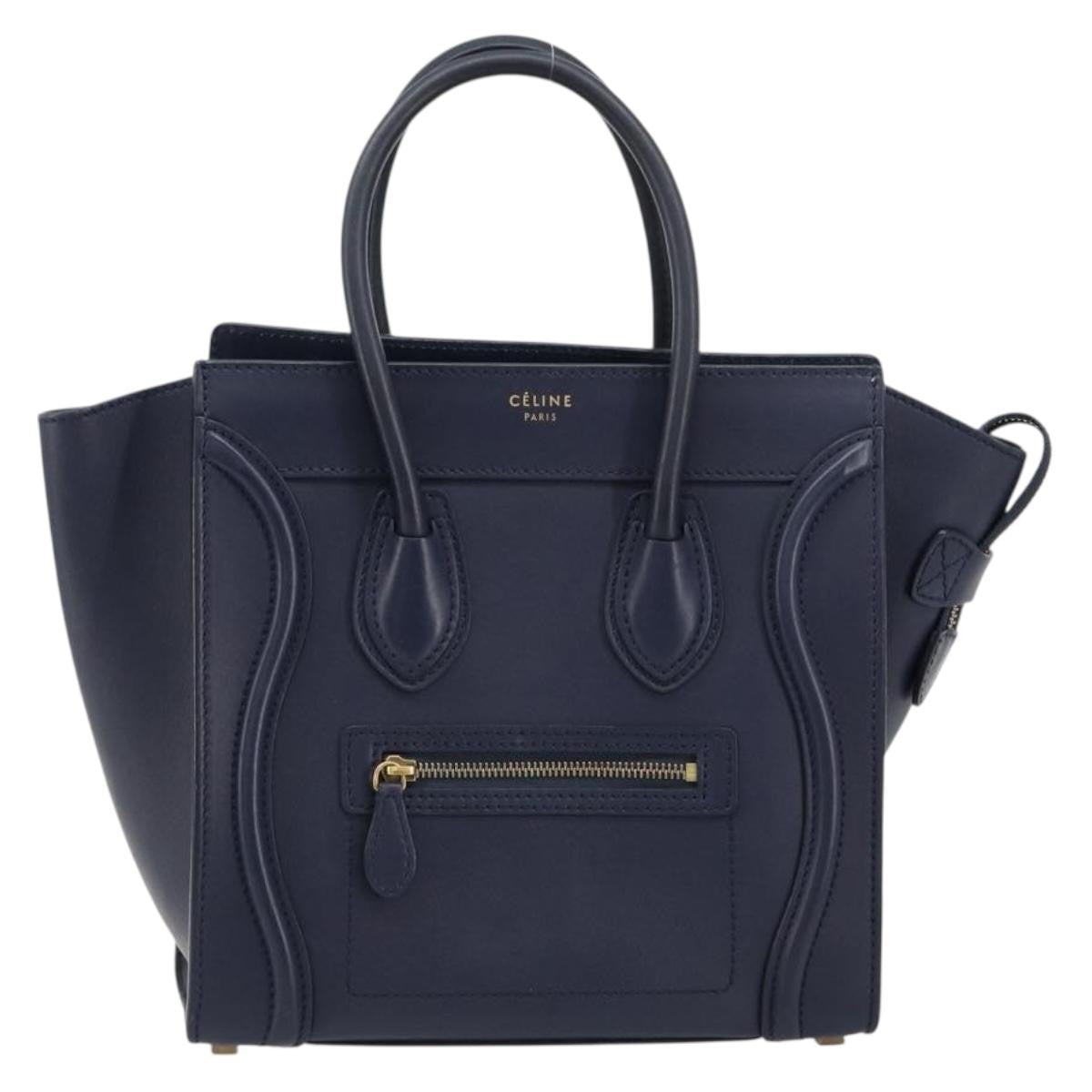 Celine Tricolor Luggage Bag Leather, Navy, Leather, Handbag