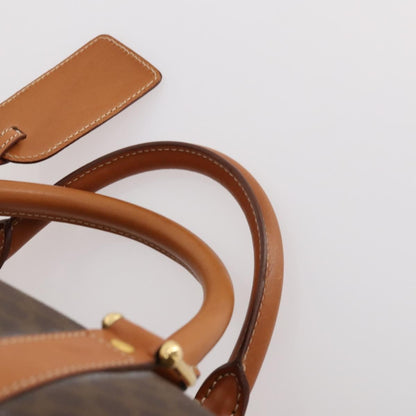Celine Vintage Duffle Bag Canvas and Leather, Brown, Canvas, Travel Bag