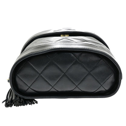 Chanel Vintage Tassel Box Bag Quilted Leather, BLACK, LEATHER, Shoulder bag