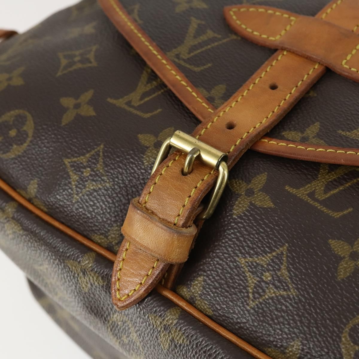 Louis Vuitton Saumur Handbag Monogram Canvas, BROWN, CANVAS, Shoulder bag