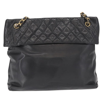Chanel Chain Tote Leather, Black, Leather, Handbag
