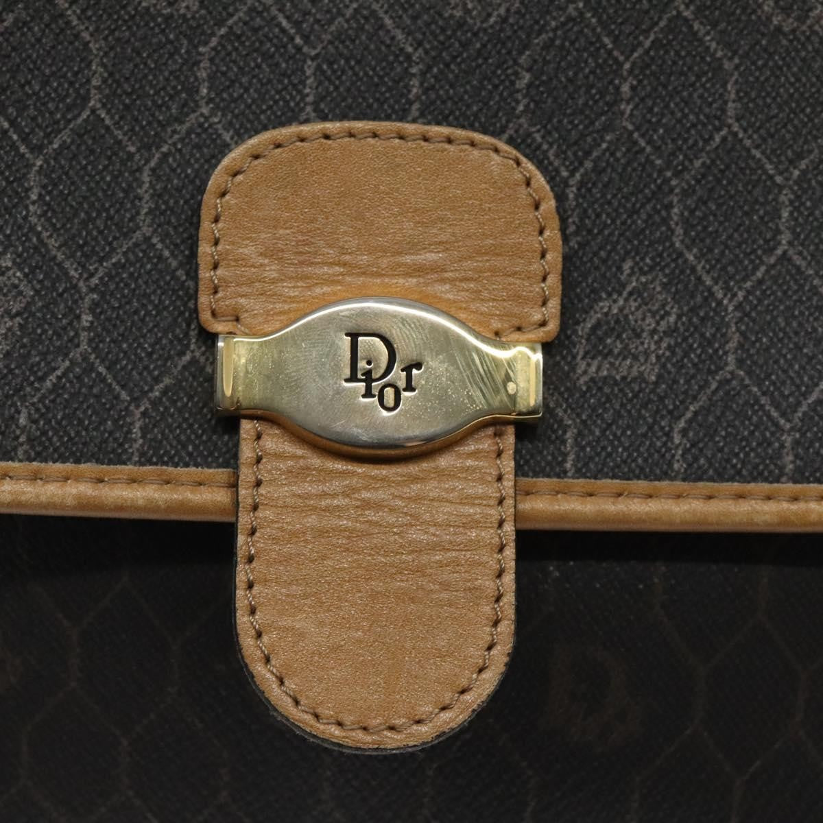 Christian Dior Vintage Honeycomb Flap Crossbody Bag Coated Canvas, BLACK, CANVAS, Crossbody bag