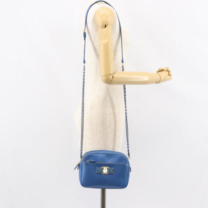 Salvatore Ferragamo Vala Chain Shoulder bag Leather, BLUE, LEATHER, Shoulder bag