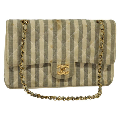 Chanel Vintage Classic Double Flap Bag Quilted Denim, GRAY, CANVAS, Handbag