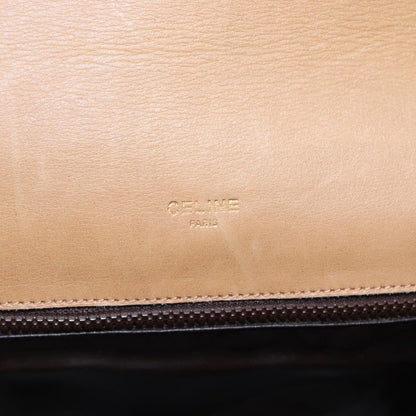 Celine Vintage Macadam Shoulder Bag Canvas and Leather, BEIGE, CANVAS, Shoulder bag