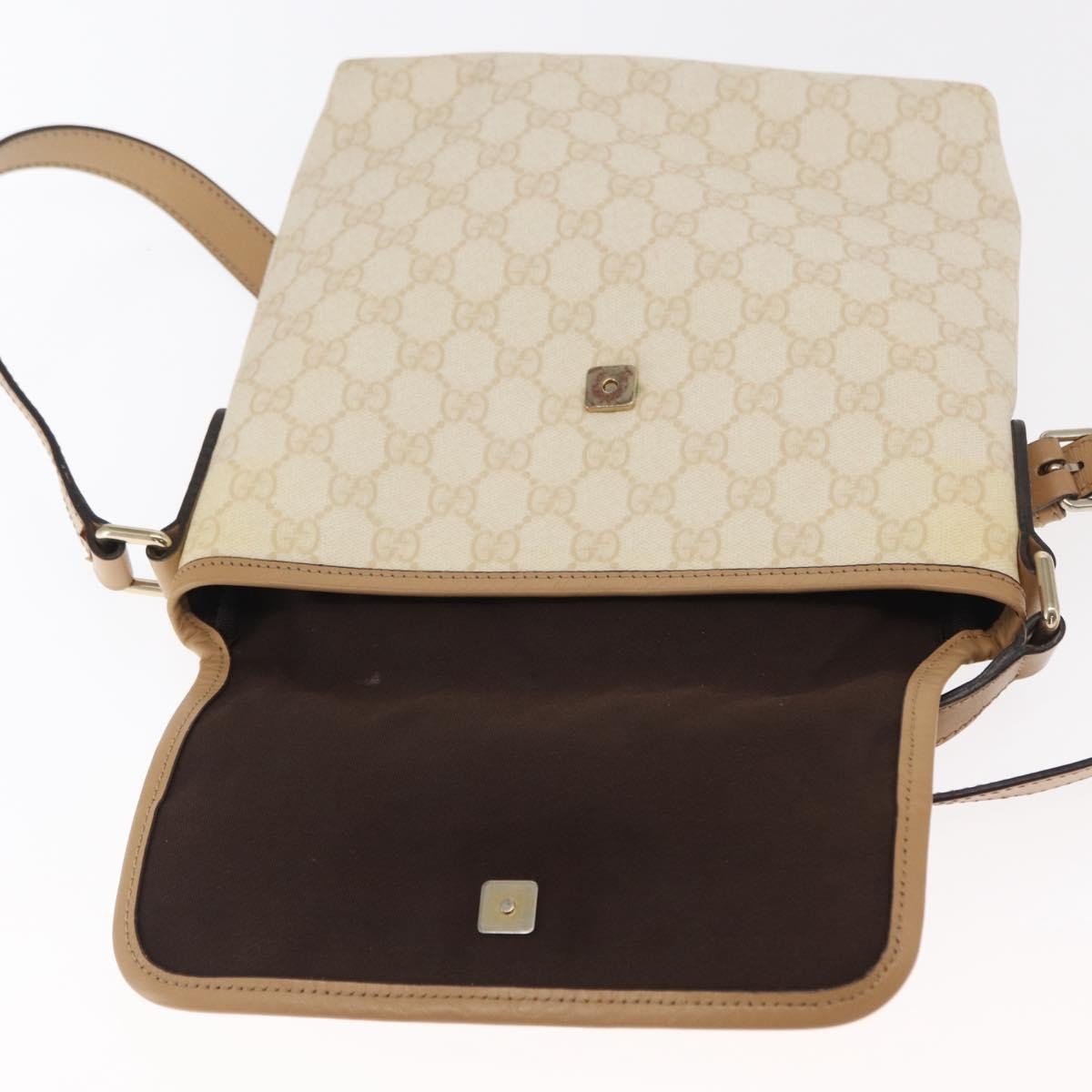 Gucci Flap Messenger GG Coated Canvas, WHITE, PVC, Shoulder bag