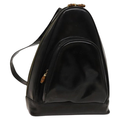 Gucci Vintage Bamboo Backpack Patent, Black, Patent Leather, Backpack