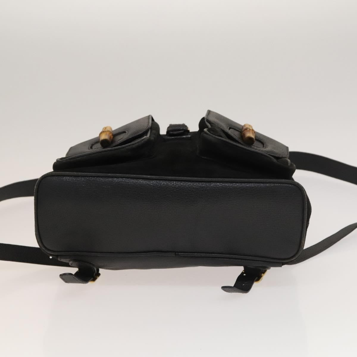 Gucci Vintage Bamboo Backpack Suede and Leather, Black, Suede, Backpack
